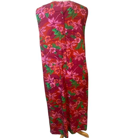 Betsy Lauren 22W Sleeveless Maxi Dress Floral Hawaiian Print 100% Rayon - Picture 2 of 5